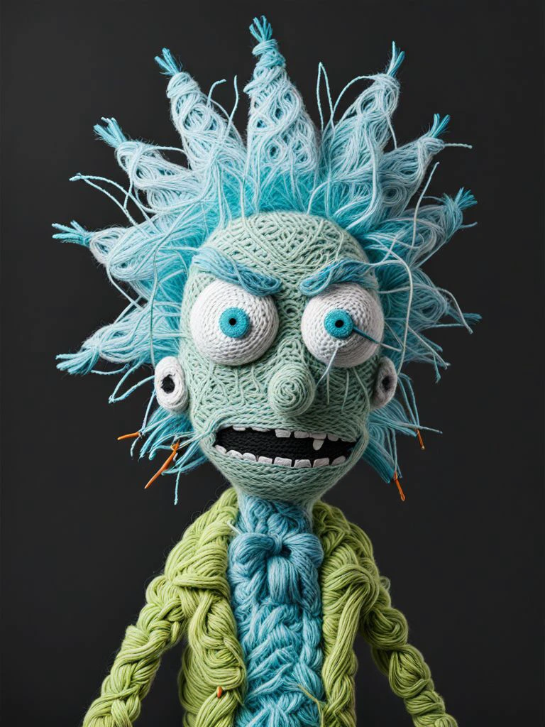 Rick Sanchez Yarn art style <lora:SDXL_Yarn_Art_Style:1.0>