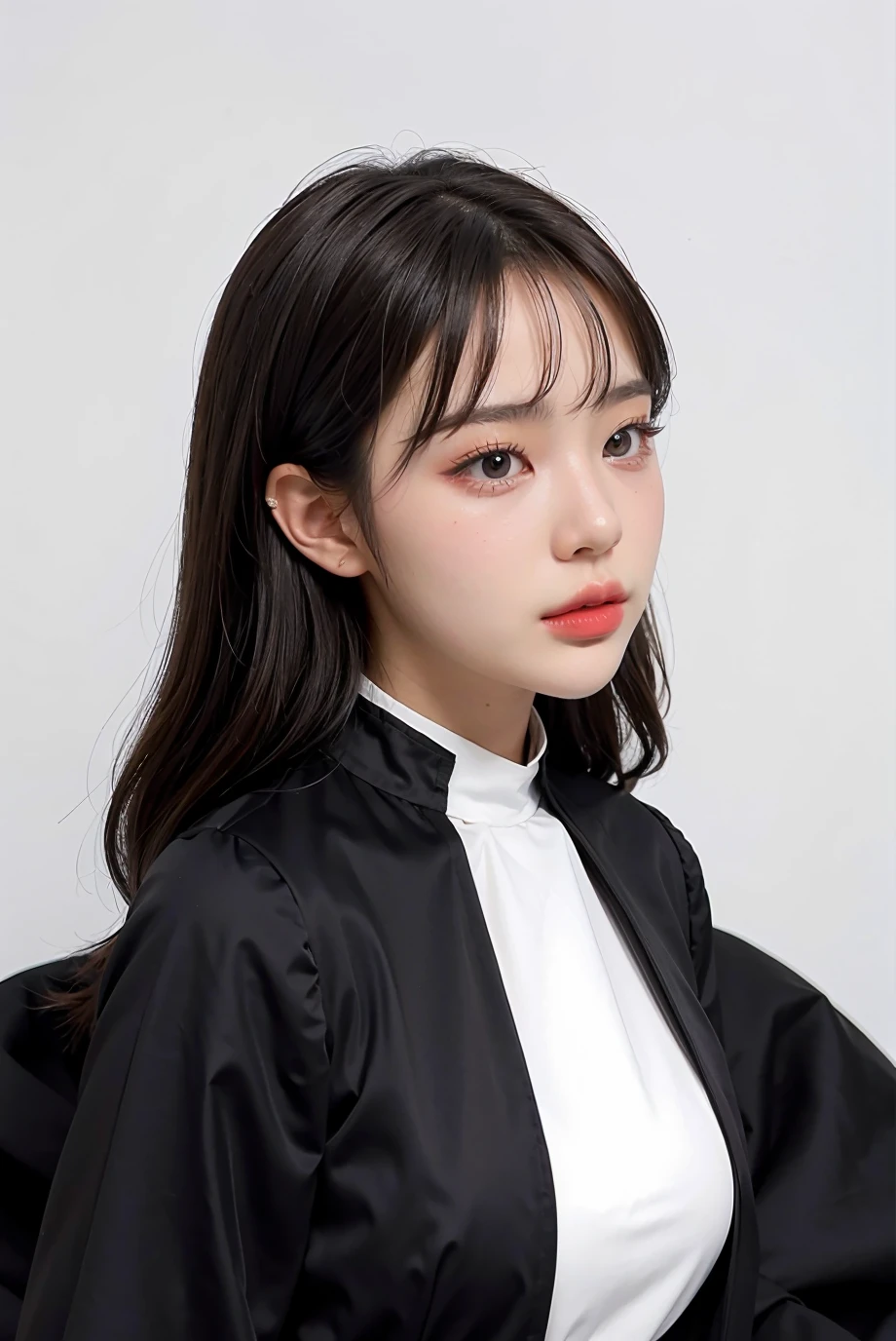 1girl, black formal long dress,white background, <lora:giesupitchaa-04:1>