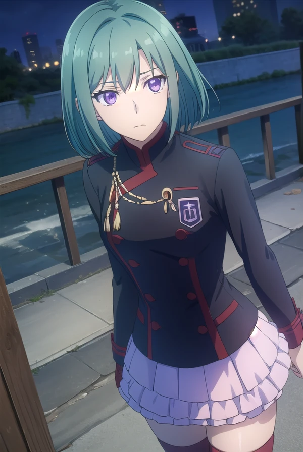 lenaleelee, <lora:lenalee lee hallow s1-lora-nochekaiser:1>,
lenalee lee, bangs, hair between eyes, (purple eyes:1.1), green hair,
BREAK skirt, thighhighs, long sleeves, jacket, pleated skirt, boots, miniskirt, zettai ryouiki, black jacket, pink skirt, layered skirt, military jacket,
BREAK outdoors, city, starry sky, night, moon,
BREAK looking at viewer, (cowboy shot:1.5),
BREAK <lyco:GoodHands-beta2:1>, (masterpiece:1.2), best quality, high resolution, unity 8k wallpaper, (illustration:0.8), (beautiful detailed eyes:1.6), extremely detailed face, perfect lighting, extremely detailed CG, (perfect hands, perfect anatomy),