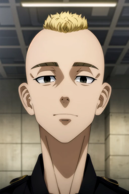 (best quality:1.1), (masterpiece:1.4), photorealistic, , upper body, depth of field, anime coloring, , 1boy, solo, male focus, <lora:yasuhiro_mutou:0.8>, yasuhiro_mutou, blonde hair, black eyes, short hair, bald, , gakuran