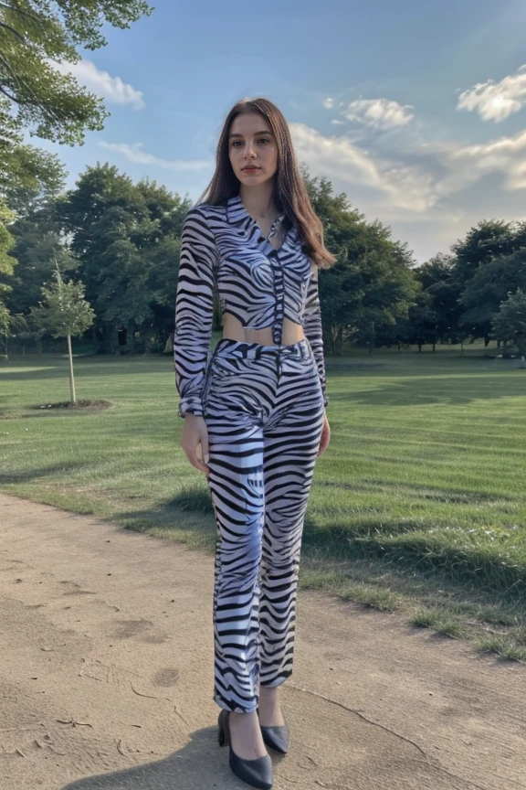 1woman, long hair, realistic, masterpiece, high detailed skin, looking at viewer, outdoor view, solo, full body shot
<lora:Zebra_Shirt_Pant_By_Stable_Yogi:0.8> zebra print, collared shirt, pants
<lora:Instagram_Face_By_Stable_Yogi:0.4>