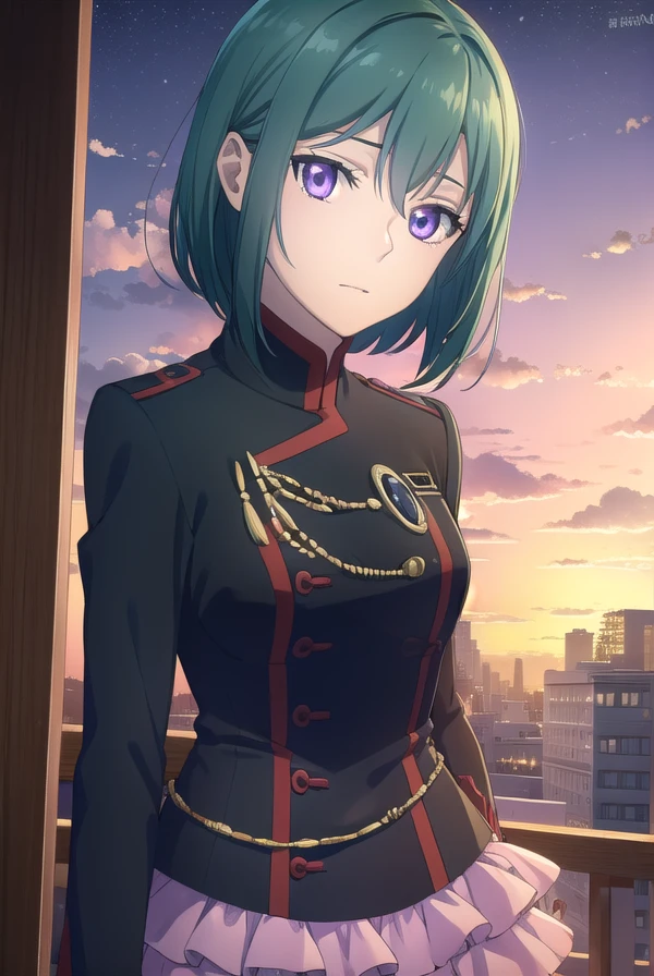 lenaleelee, <lora:lenalee lee hallow s1-lora-nochekaiser:1>,
lenalee lee, bangs, hair between eyes, (purple eyes:1.1), green hair,
BREAK skirt, thighhighs, long sleeves, jacket, pleated skirt, boots, miniskirt, zettai ryouiki, black jacket, pink skirt, layered skirt, military jacket,
BREAK outdoors, city, starry sky, night, moon,
BREAK looking at viewer, (cowboy shot:1.5),
BREAK <lyco:GoodHands-beta2:1>, (masterpiece:1.2), best quality, high resolution, unity 8k wallpaper, (illustration:0.8), (beautiful detailed eyes:1.6), extremely detailed face, perfect lighting, extremely detailed CG, (perfect hands, perfect anatomy),