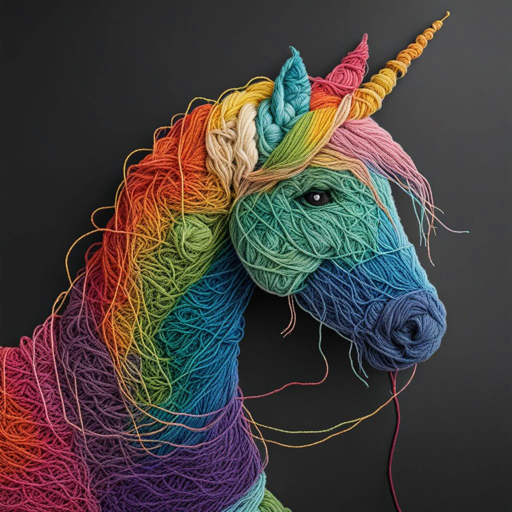 A rainbow unicorn Yarn art style  <lora:SDXL_Yarn_Art_Style:1.0>