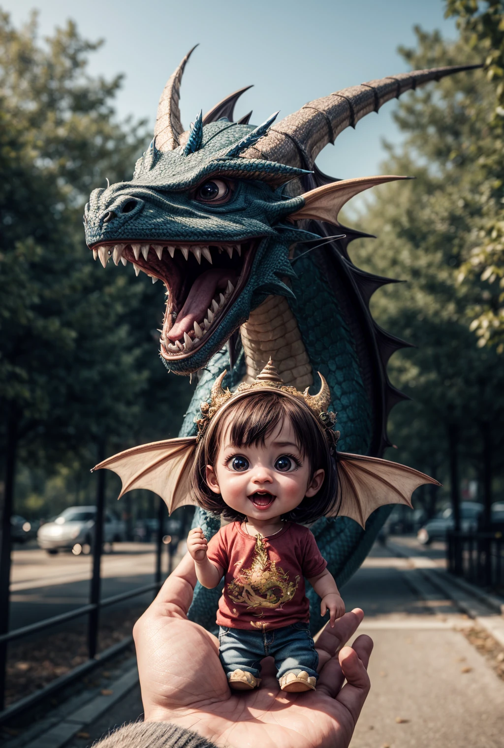 a great photo of 3D cartoon cute **** character, tiny chibi (dragon:1.3)_ <lora:add_detail:1>,  realistic, dynamic, action <lora:Background_Detail_v3:0.15>