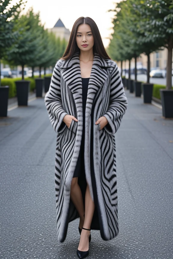 1woman, long hair, realistic, masterpiece, high detailed skin, looking at viewer, outdoor view, solo, full body shot
<lora:Zebra_Long_Coat_By_Stable_Yogi:1> zebra print fur coat