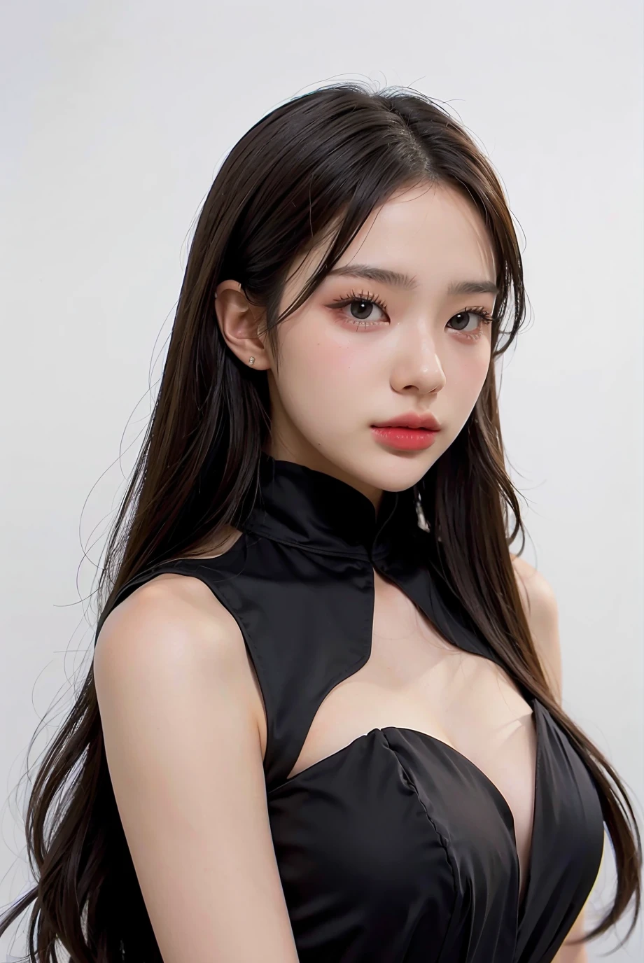 1girl, black formal long dress,white background, <lora:giesupitchaa-04:1>