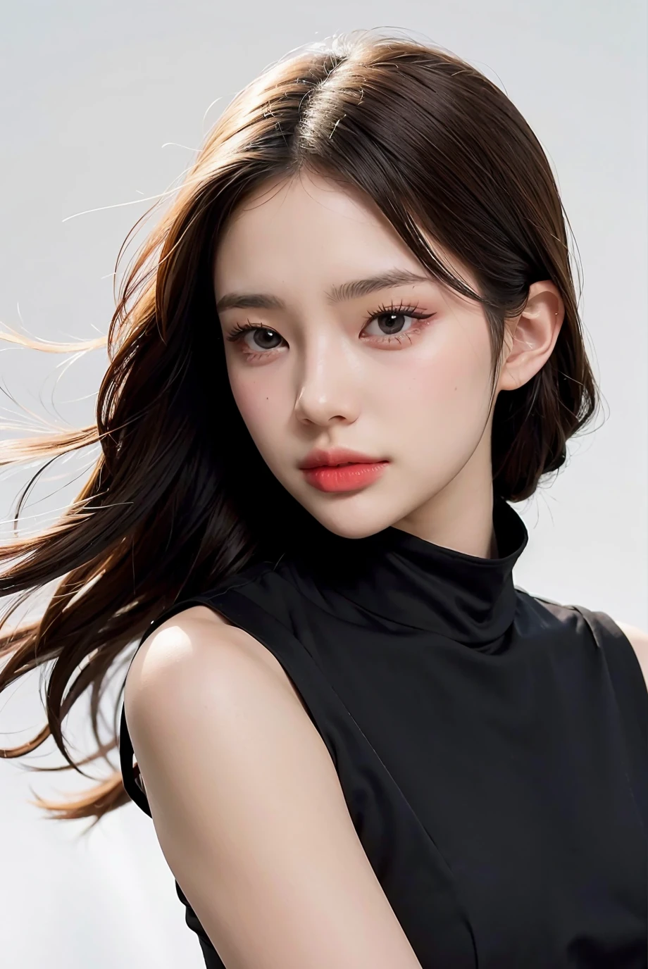 1girl, black formal long dress,white background, <lora:giesupitchaa-04:1>