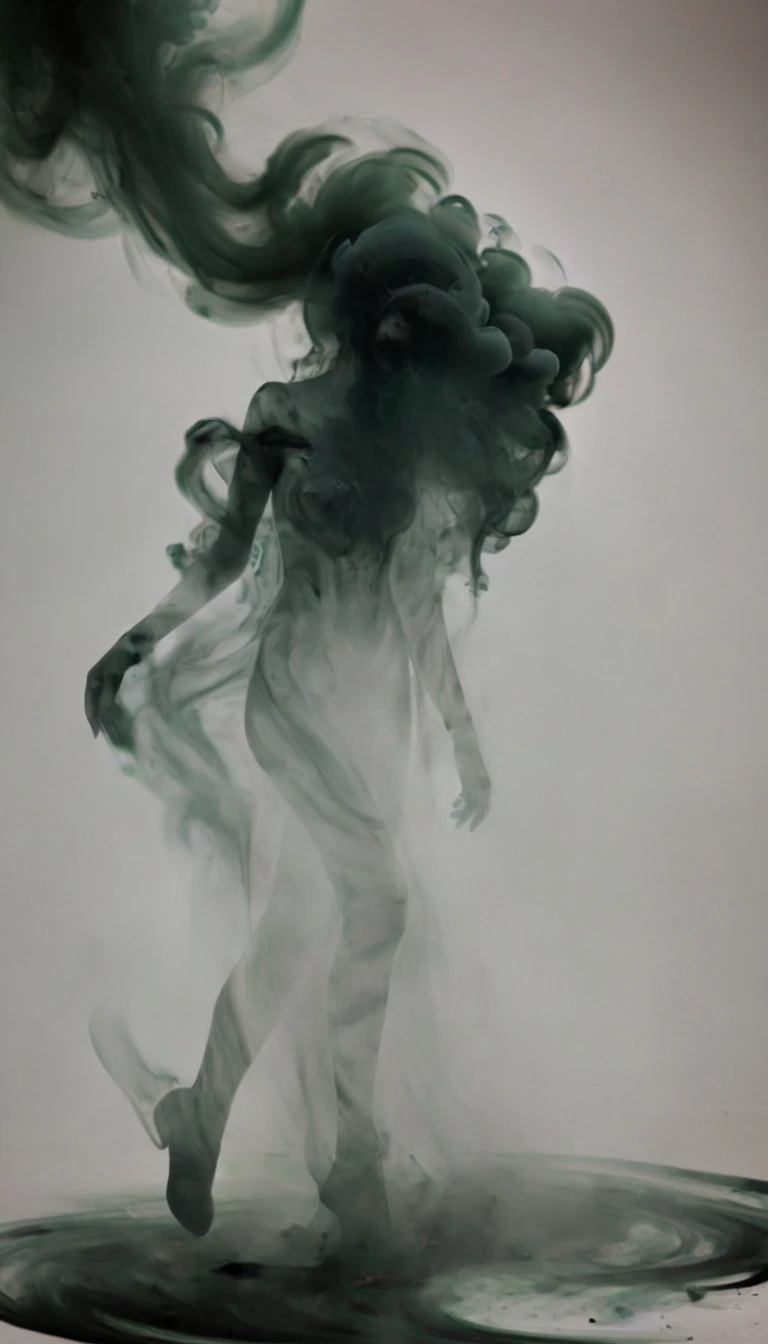 (a girl made of  black smoke),dynamic vision,<lora:xl-shanbailing-1126darknessé»æ:1>,bailing_darkness,darkgreen,