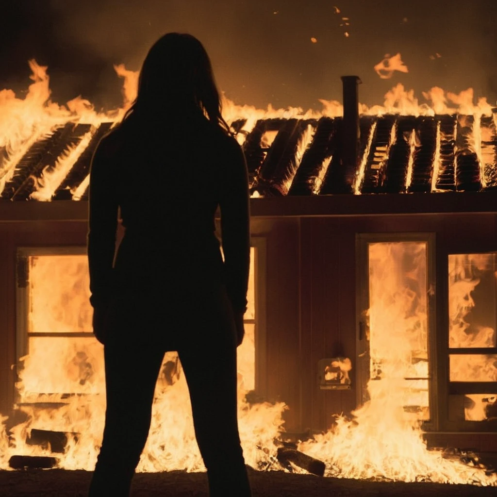 cinematic film still of <lora:Kodak Motion Picture Film Style3:1> Cinematic, Grainy:1, Detailed, Sharp Image, of
An Oscar winning horror movie for Best Cinematography a silhouette girl standing in front of a fire burning building at night Kodak Motion Picture Film Style, shallow depth of field, vignette, highly detailed, high budget, bokeh, cinemascope, moody, epic, gorgeous, film grain, grainy
