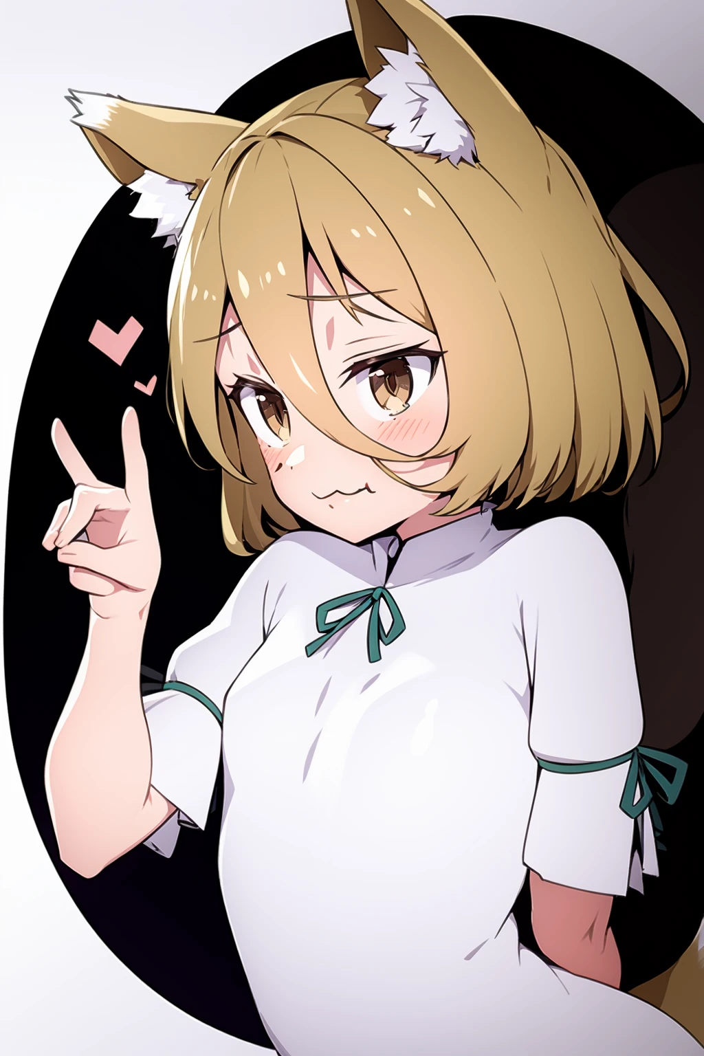 best quality, serval \(kemono friends\), bare shoulders, bow, serval print, white shirt, crying, closed eyes, head tilt, face focus, parody, bouncing hair, kemono friends, chibi, excessive streaming tears, blue sky, emphasis lines, 
<lora:envybetterhandsLocon_beta2:1>  <lora:press_conference_crying_v012:1>