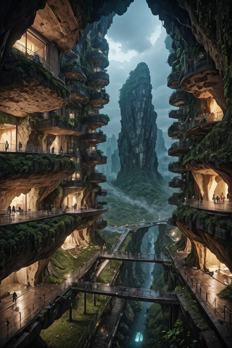 (FIRST PEOPLE PERSPECTIVE VIEW,  marvellous settlement,  spectacular ruins,  stonewalls,  maze:1.8), 
(settlement hidden in a cave dwelling:1.5), 
(Son Doong|sinkhole|underground_cave welling:1.4), 
(landscape architecture,  brutalist architecture:1.3), 
(large file,  super realistic,  4k,  8K,  16k,  FHD,  HD,  VFX,  perfect,  photograpy,  super high resolution,  cinematic photography:1.1), 
(extra long shot,  wide-angle lens,  POV,  DOF:1.2),  rich shadow, (harmonious color:1.1),  night,  lowlight,  lightless,  nightview, 
FUTURE_URBAN,  Apartment , furure_urban, future_skyline, urban,  badweather,  dark clouds,  horizontal decorative,  dark theme, city, badweather, dark clouds,  (dark theme:1.5), ,  heavy rain,  (raindrop details:1.4), 
, caveruinsPOV,  more detail XL,  science fiction,  extremely detailed structure,  futureurban, futureskyline, caveruinsPOV, cliffbuilding,<lora:EMS-59651-EMS:0.700000>,<lora:EMS-254948-EMS:0.500000>,<lora:EMS-255617-EMS:0.900000>