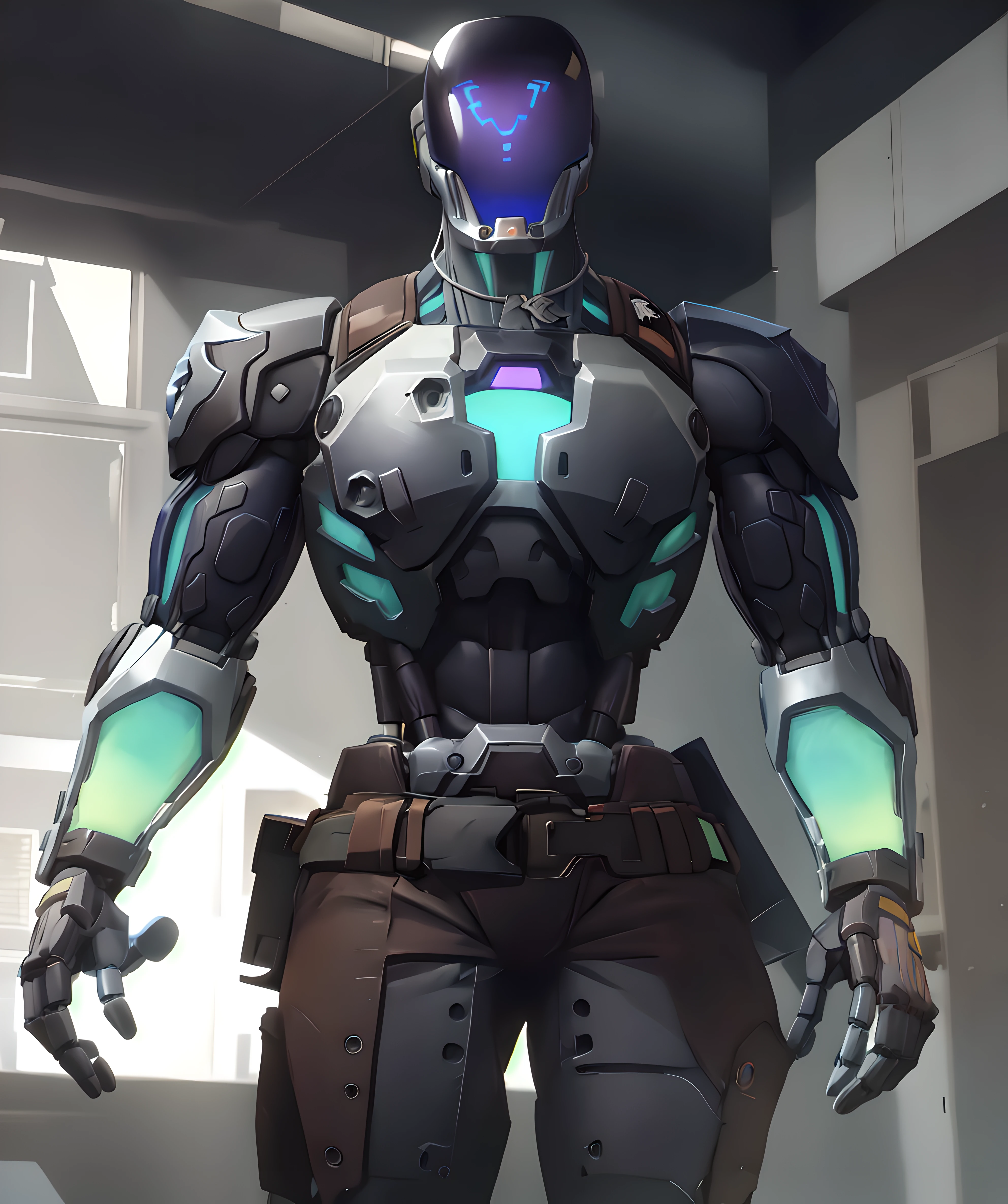 1man, muscular, kay/o, robot, male focus, standing, looking at viewer <lora:Kayo:0.8>