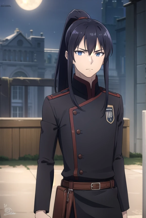 yuukanda, <lora:yuu kanda hallow s1-lora-nochekaiser:1>,
yuu kanda, long hair, black hair, ponytail, male focus,
BREAK uniform, military, military uniform,
BREAK outdoors, city, starry sky, night, moon,
BREAK looking at viewer, (cowboy shot:1.5),
BREAK <lyco:GoodHands-beta2:1>, (masterpiece:1.2), best quality, high resolution, unity 8k wallpaper, (illustration:0.8), (beautiful detailed eyes:1.6), extremely detailed face, perfect lighting, extremely detailed CG, (perfect hands, perfect anatomy),