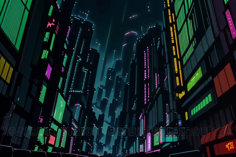 a frame of a animated film of
A futuristic cityscape reminiscent of Neo-Tokyo in Akira, with towering skyscrapers and neon lights.
, style akirafilm <lora:Akira_Style:1>