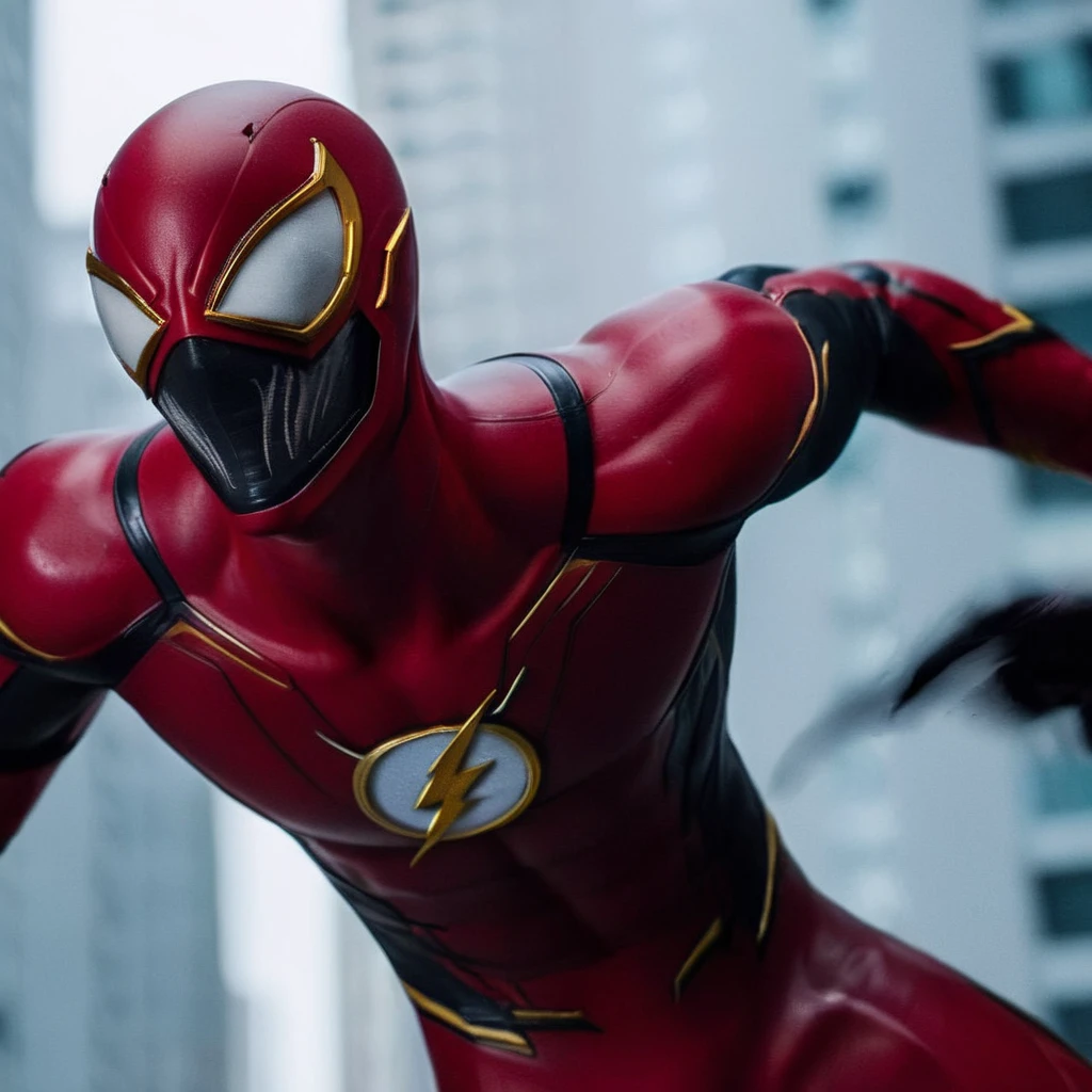 cinematic film still of  <lora:Symbiote Style v2:1> Symbiote Style
 <lora:comic book magazine:1>
The Flash a man in a red and black outfit flying through the air in super speed comic book magazine style, shallow depth of field, vignette, highly detailed, high budget, bokeh, cinemascope, moody, epic, gorgeous, film grain, grainy