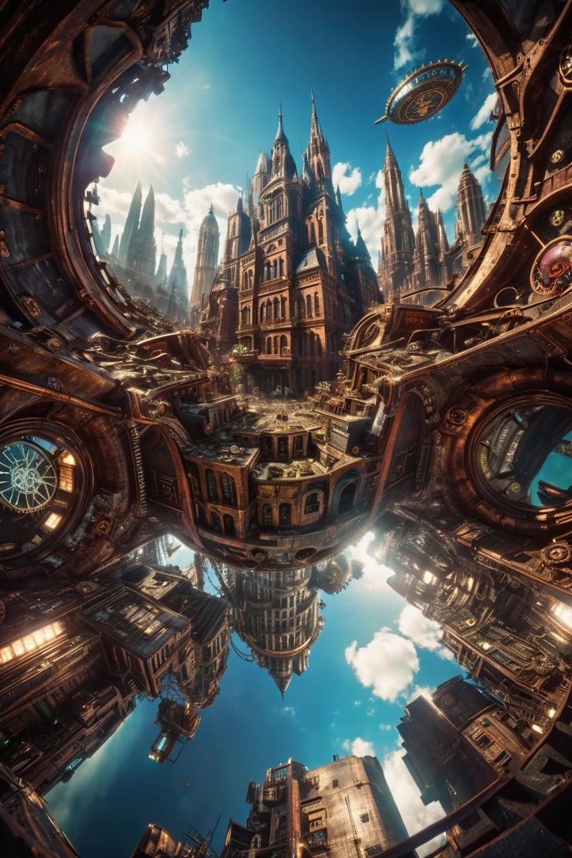photograph, cinematic color grading, steampunk, <lora:EnvyBrokenRealityXL01:1>scifi, a great scifi city at the end of reality, masterpiece<lora:EnvyBetterHiresFixXL01:0:hr=1>