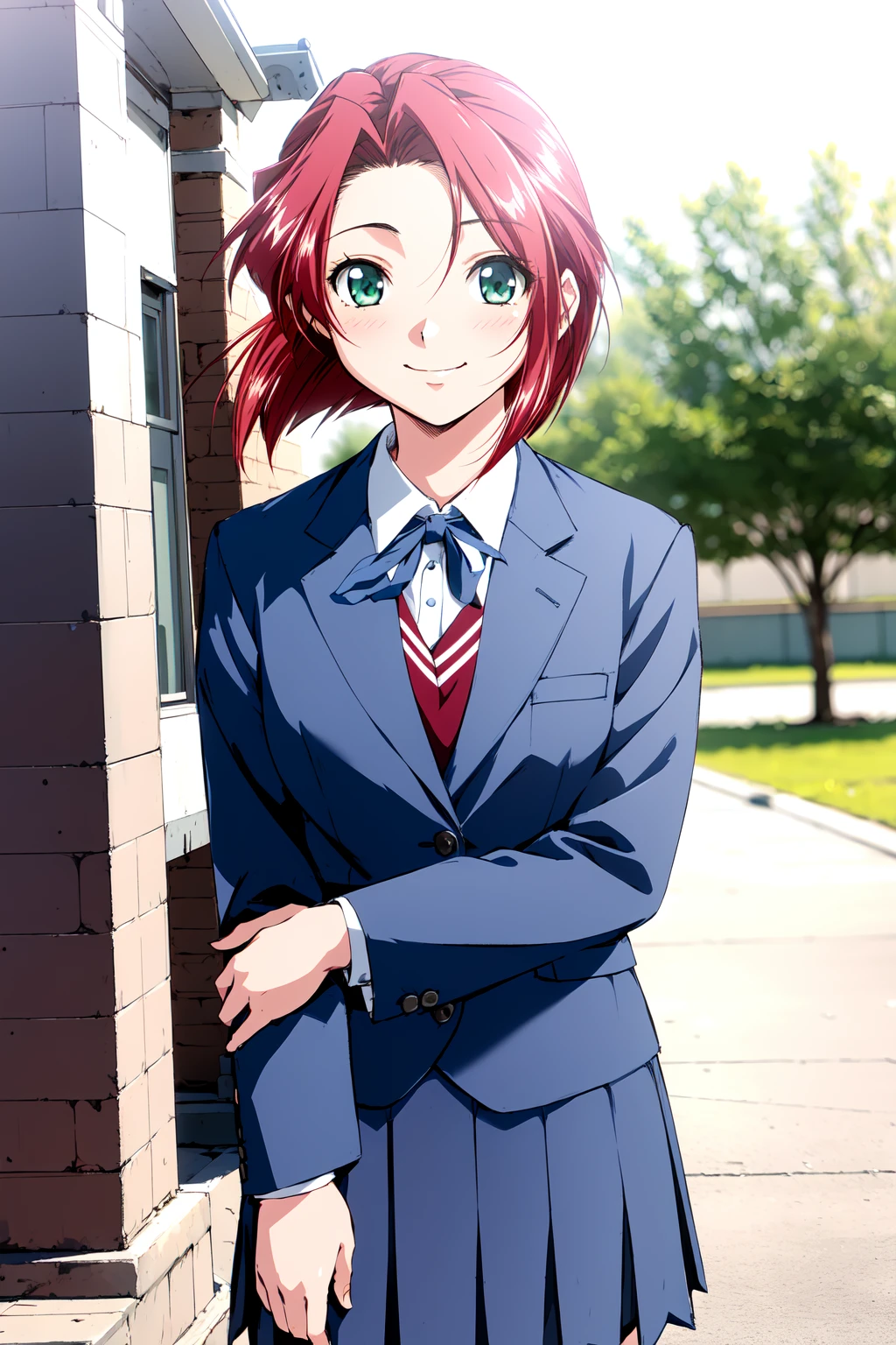 (RAW photo, best quality), 1girl, solo, light smile,
natural light, outdoor,
<lora:innai_kansen_iimura_manami_v2_2-000002:1>, iimura manami, school uniform, jk, jacket,