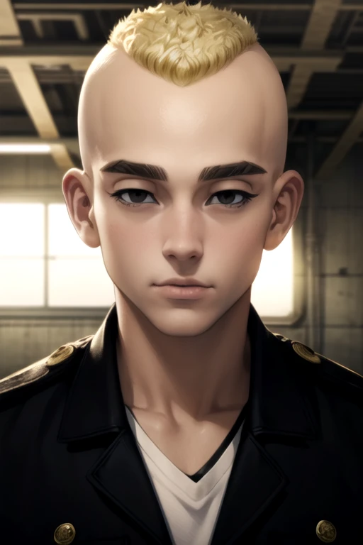 photorealistic, (4k), depth of field, (Masterpiece), (realistic skin texture), extremely detailed, intricate, hyper detailed, high resolution, professional photography, bokeh, depth of field, sharp detail, best quality, looking at viewer, 1boy, solo, male focus, <lora:yasuhiro_mutou:0.94>, yasuhiro_mutou, blonde hair, black eyes, short hair, bald, thick eyebrows, jacket, pirate costume, , 2k resolution
