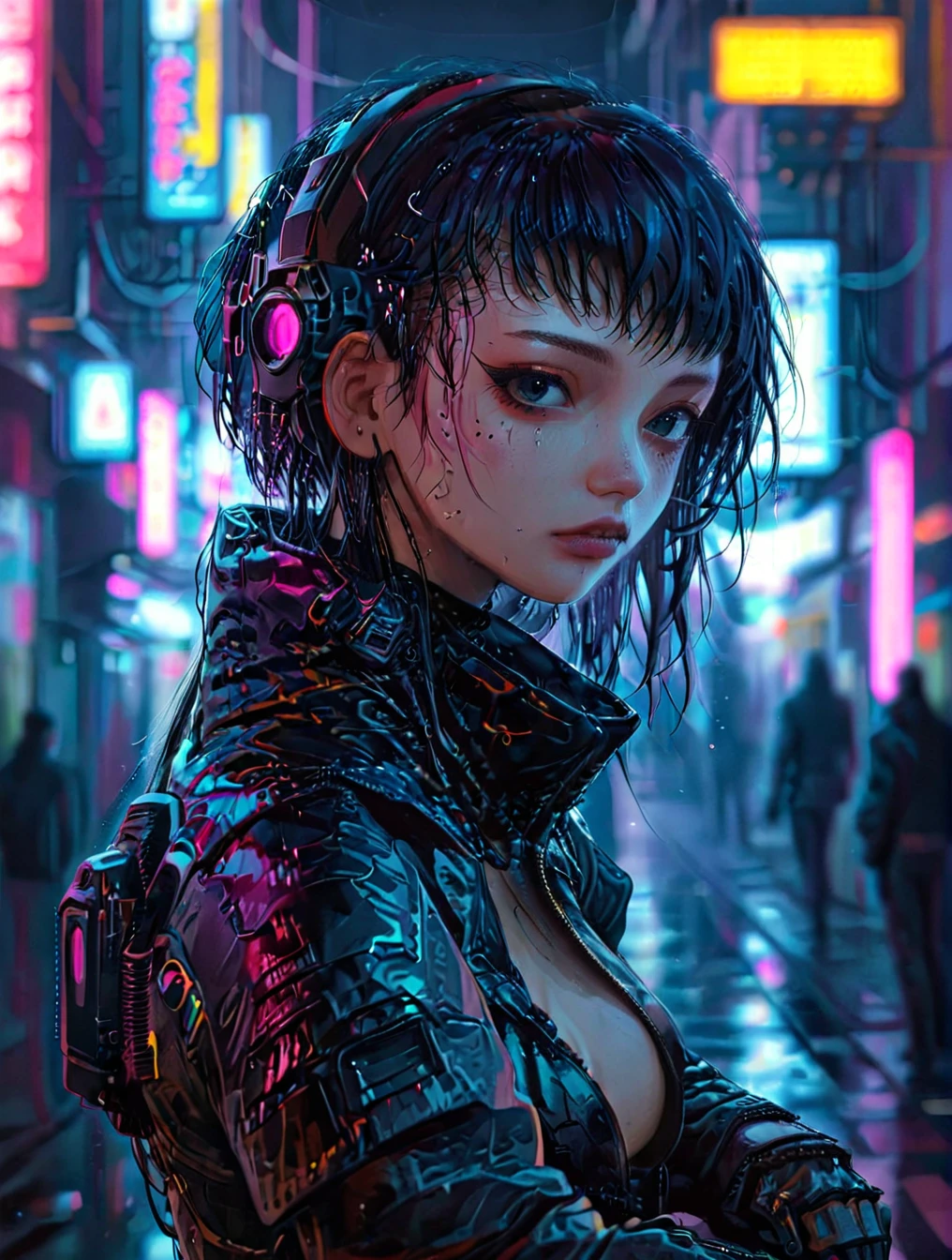 a  cool cyberpunk woman <lora:CyberpunkMJXL:1>