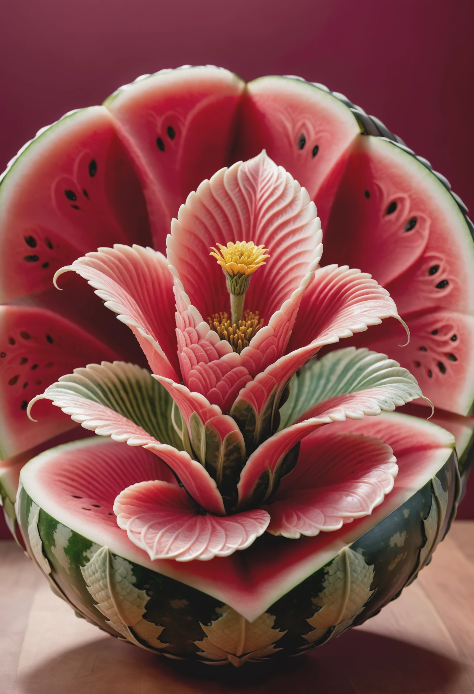 A flower made of scales carved inside a watermelon
<lora:dvrscls:0.8> dvrscls