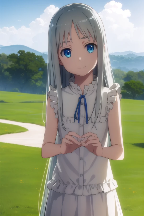 meikohonma, <lora:meiko honma s1-lora-nochekaiser:1>,
meiko honma, long hair, blue eyes, grey hair, smile,
BREAK dress, sleeveless, sleeveless dress,
BREAK outdoors, house, fields, grass, sky, sun, clouds,
BREAK looking at viewer, (cowboy shot:1.5),
BREAK <lyco:GoodHands-beta2:1>, (masterpiece:1.2), best quality, high resolution, unity 8k wallpaper, (illustration:0.8), (beautiful detailed eyes:1.6), extremely detailed face, perfect lighting, extremely detailed CG, (perfect hands, perfect anatomy),