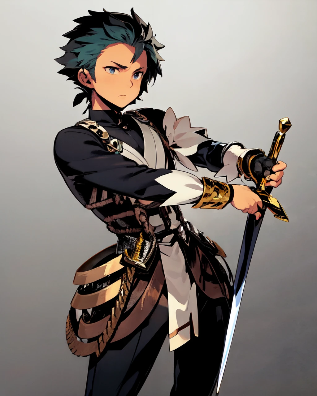<lora:Himukai_yuuji-NAI-LyCORIS-v2:0.9>
a male swordsman polishing his sword