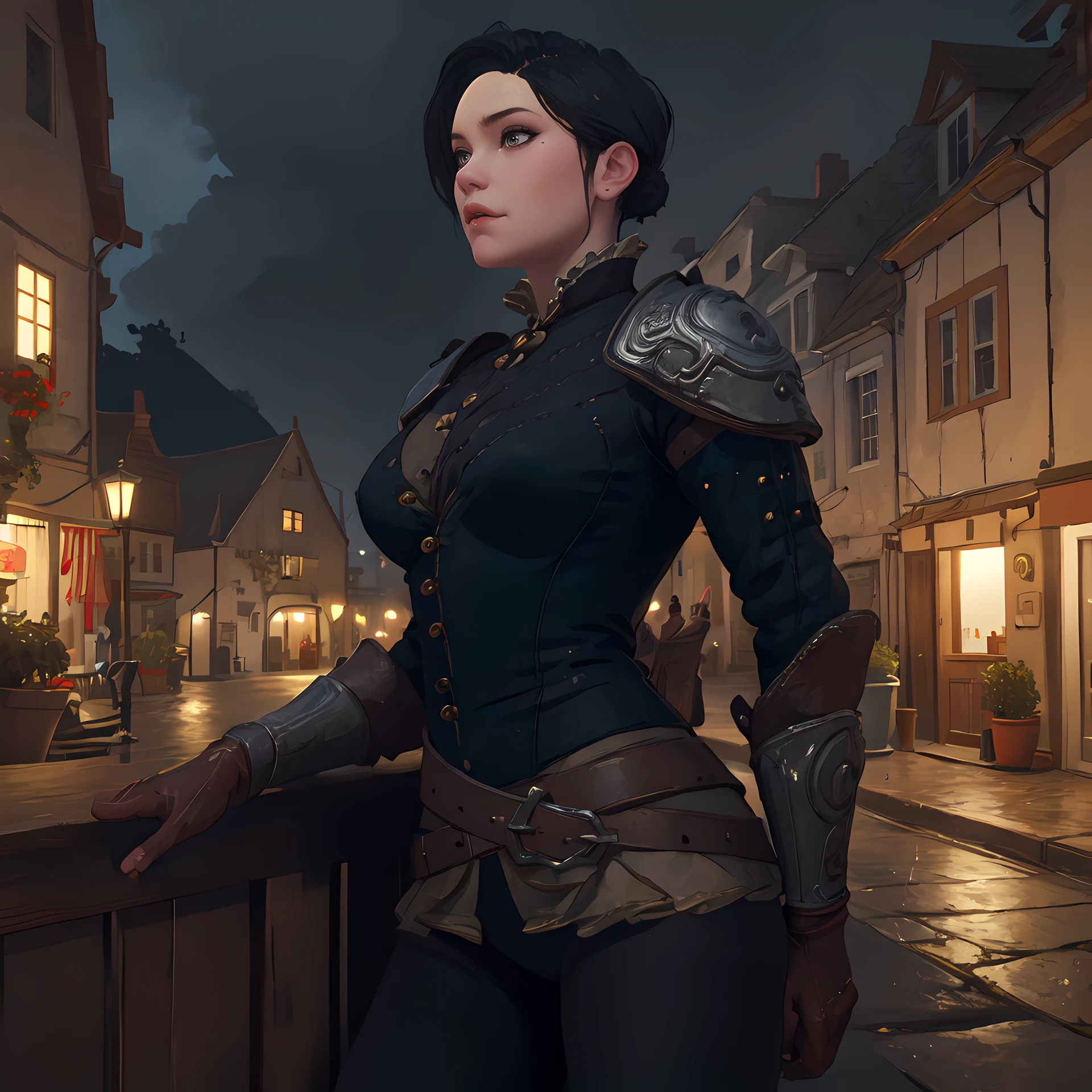 (masterpiece:1.2, best quality:1.2, high resolution), <lora:Syanna-03:0.8> girl, Syanna, (syanna outfit:1.1), outdoor, medieval town background, fantasy, rain , dark atmosphere, (sexy pose:0.9)