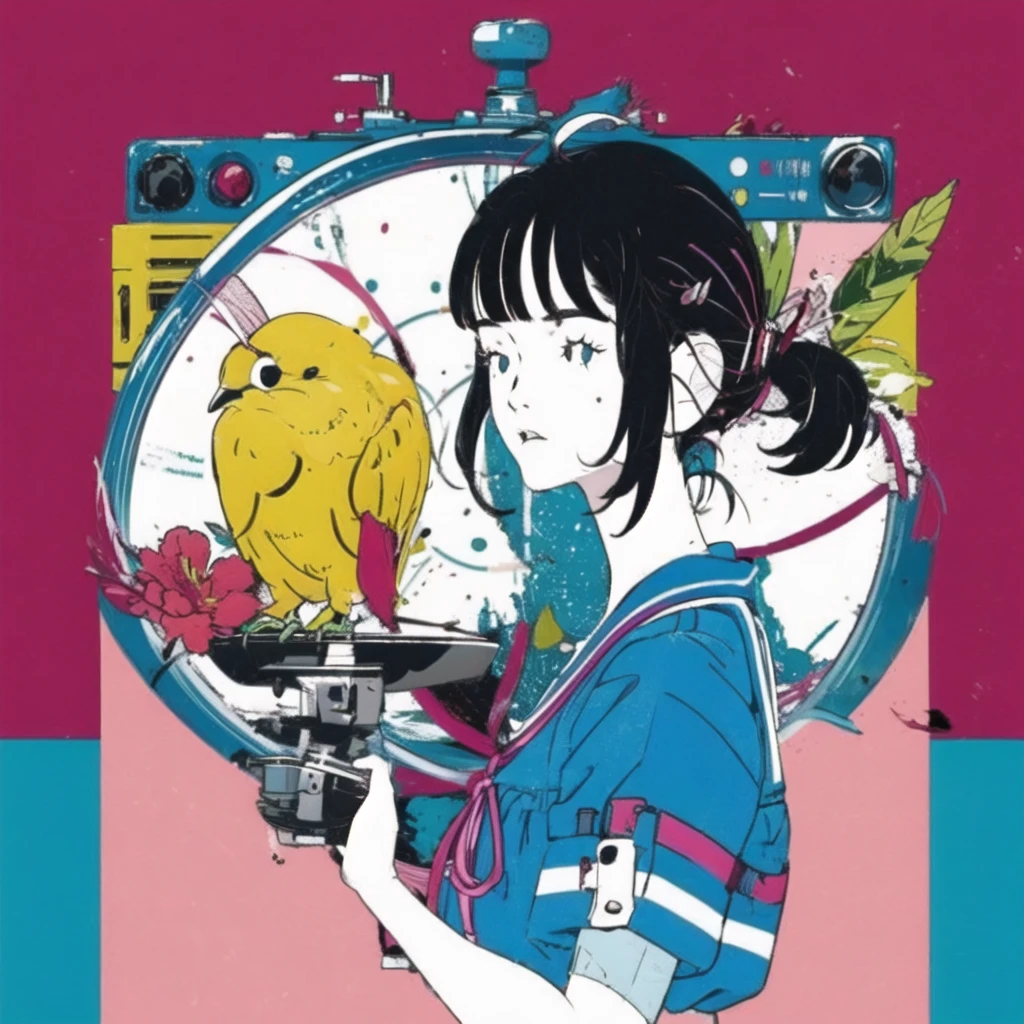 bird,solo,flower,fruit,apple,food,building,leaf,white flower,bangs,<lora:NakamuraV2:1>,(simple background:1.2),solo,(1girl:1.2),instrument,ahoge,crossed bangs,hair between eyes,(looking_at_viewer:1.2),akashi \(yojouhan\),black hair,<lora:Akashi_TatamiGalaxy-000004:1>,single more under right eye,short black hair,blue white stripe sailor dress,pink string ribbon,portrait,(black pupils:1.2),, masterpiece,best quality,highres,ultra high res,(abstract art:1.2),2d,(highlydetailed),(colorful),(intenseexpression),(fashionable),