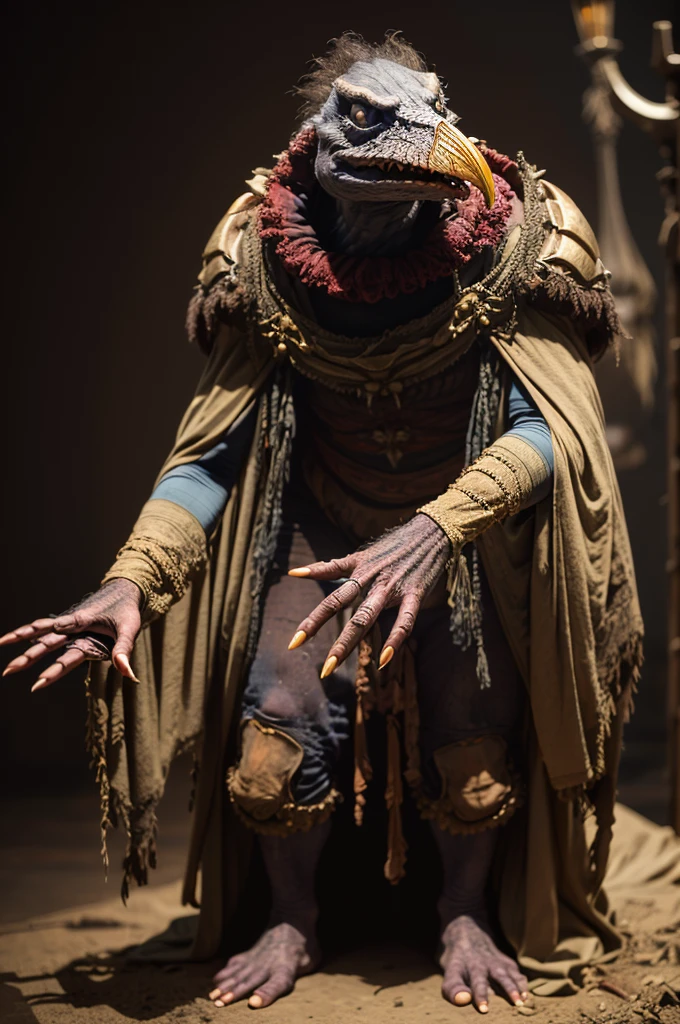 skeksil, a chunky skeksis tattered robe, <lora:Skeksis:1>