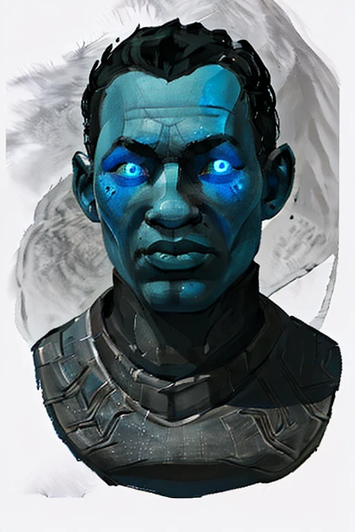 <lora:DestinyAwoken:1> dawoken, colored skin, glowing eyes, blue eyes, black hair, <lora:dnd_portrait:1>