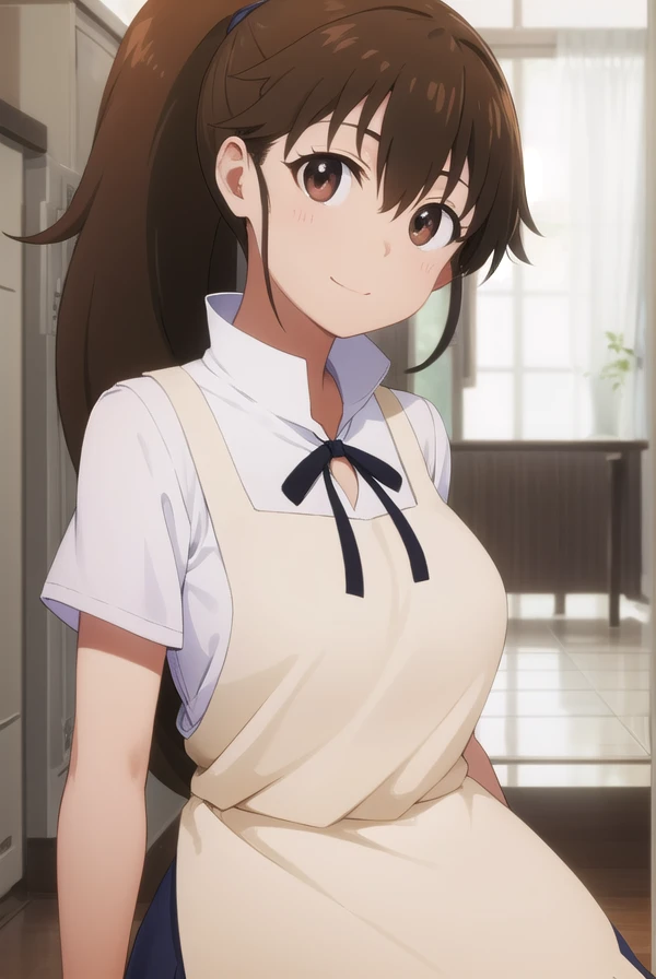 popurataneshima, <lora:popura taneshima s2-lora-nochekaiser:1>,
popura taneshima, long hair, brown hair, (brown eyes:1.5), ponytail, ahoge, smile,
BREAK apron, waitress, short sleeves, skirt, black skirt,
BREAK indoors, restaurant,
BREAK looking at viewer, (cowboy shot:1.5),
BREAK <lyco:GoodHands-beta2:1>, (masterpiece:1.2), best quality, high resolution, unity 8k wallpaper, (illustration:0.8), (beautiful detailed eyes:1.6), extremely detailed face, perfect lighting, extremely detailed CG, (perfect hands, perfect anatomy),