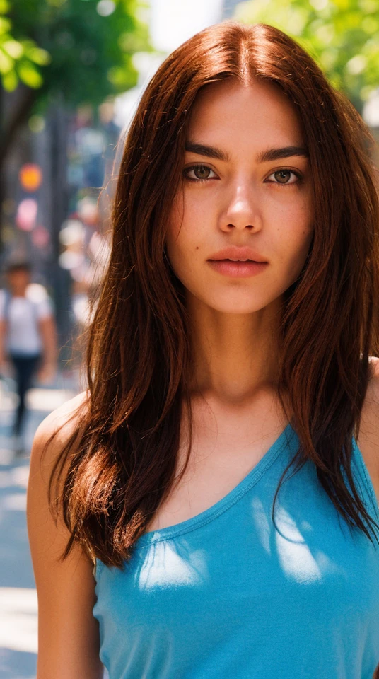 GTv2,portrait of a pretty woman,walking through the city,close-up,intricate shading and color gradients,