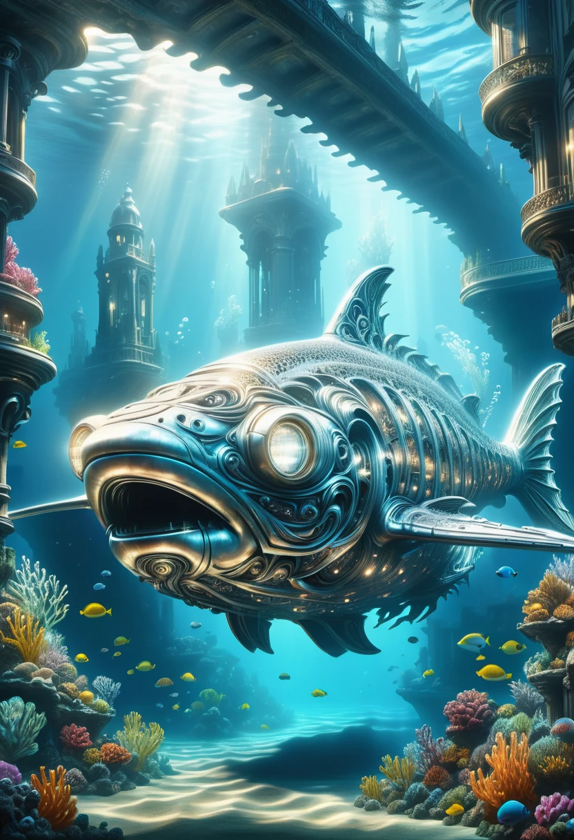 hyper detailed masterpiece, dynamic, awesome quality, DonMSt33lM4g1cXL underwater, chalk,city light <lora:DonMSt33lM4g1cXL-v1.1-000008:1>