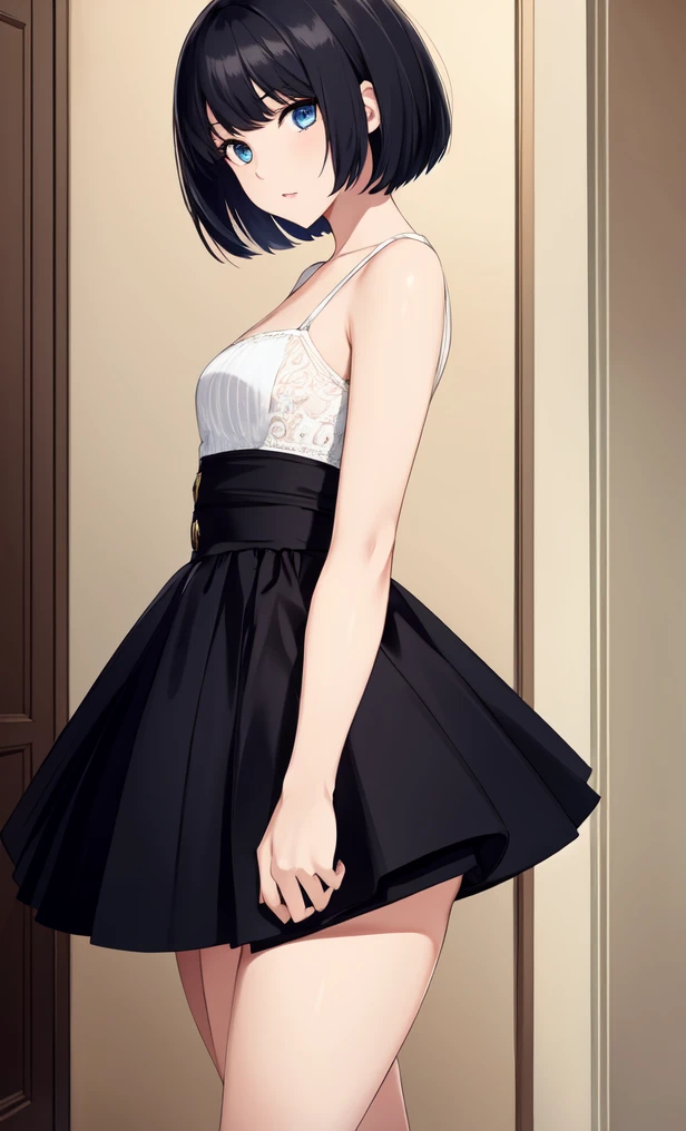 masterpiece, best quality, 1girl, solo, female, short hair, black hair, blue eyes