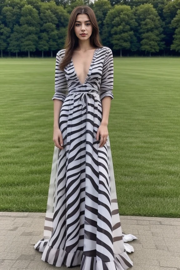 1woman, long hair, realistic, masterpiece, high detailed skin, looking at viewer, outdoor view, solo, full body shot
<lora:Zebra_Long_Dress_By_Stable_Yogi:1>zebra print, long dress