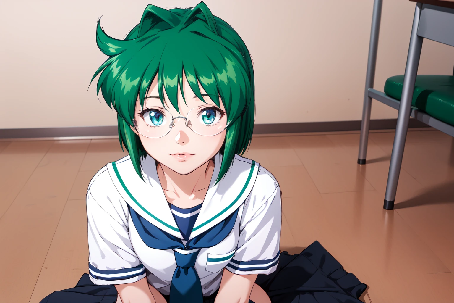 (RAW photo, best quality), 1girl, natural lighting <lora:innai_kansen_honjou_moe_v2_2-000003:0.8>, solo,
=glasses, honjou moe,
school uniform, sailor shirt, looking at viewer,