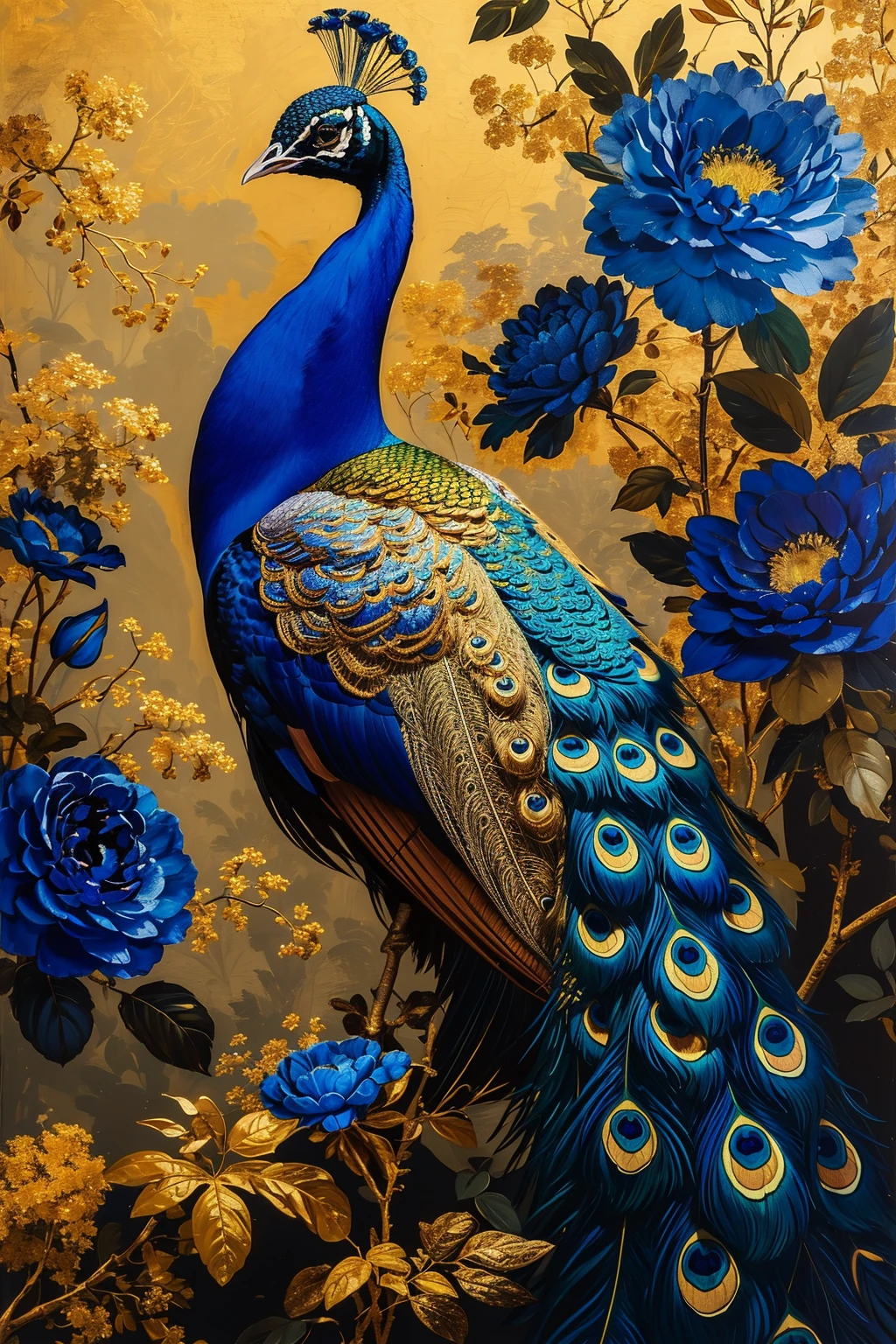 1girl,flower,plant,leaf,blue flower,<lora:麻è¢2024-002:0.7>,peacock,, masterpiece,best quality,ultra-detailed,