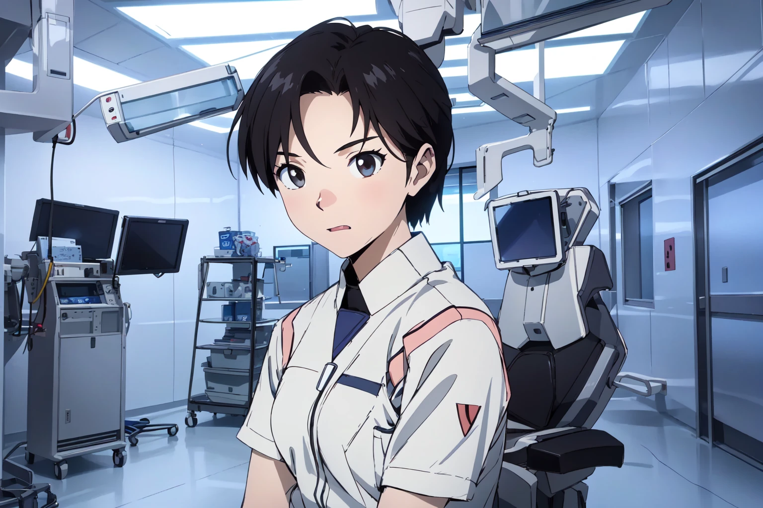 (RAW photo, best quality), indoor, <lora:ConceptOperatingRoomSD0_0:1>, modern operating room,
1girl, <lora:eva_ibuki_maya_v1_2:0.8> ibuki_maya, (detailed face:0.5),