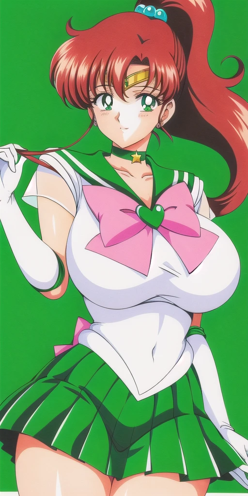 <lora:MakotoV2:0.7> kino_makoto, huge_breasts, standing, solo, White_leotard_Green_sailor_collar_Green_miniskirt_White_gloves_Star_choker_Pink_bowtie_Pink_back_bow_Circlet_Heart_brooch_See-through_sleeves, starry_sky,, masterpiece, best quality, detailed face, detailed eyes, highres,