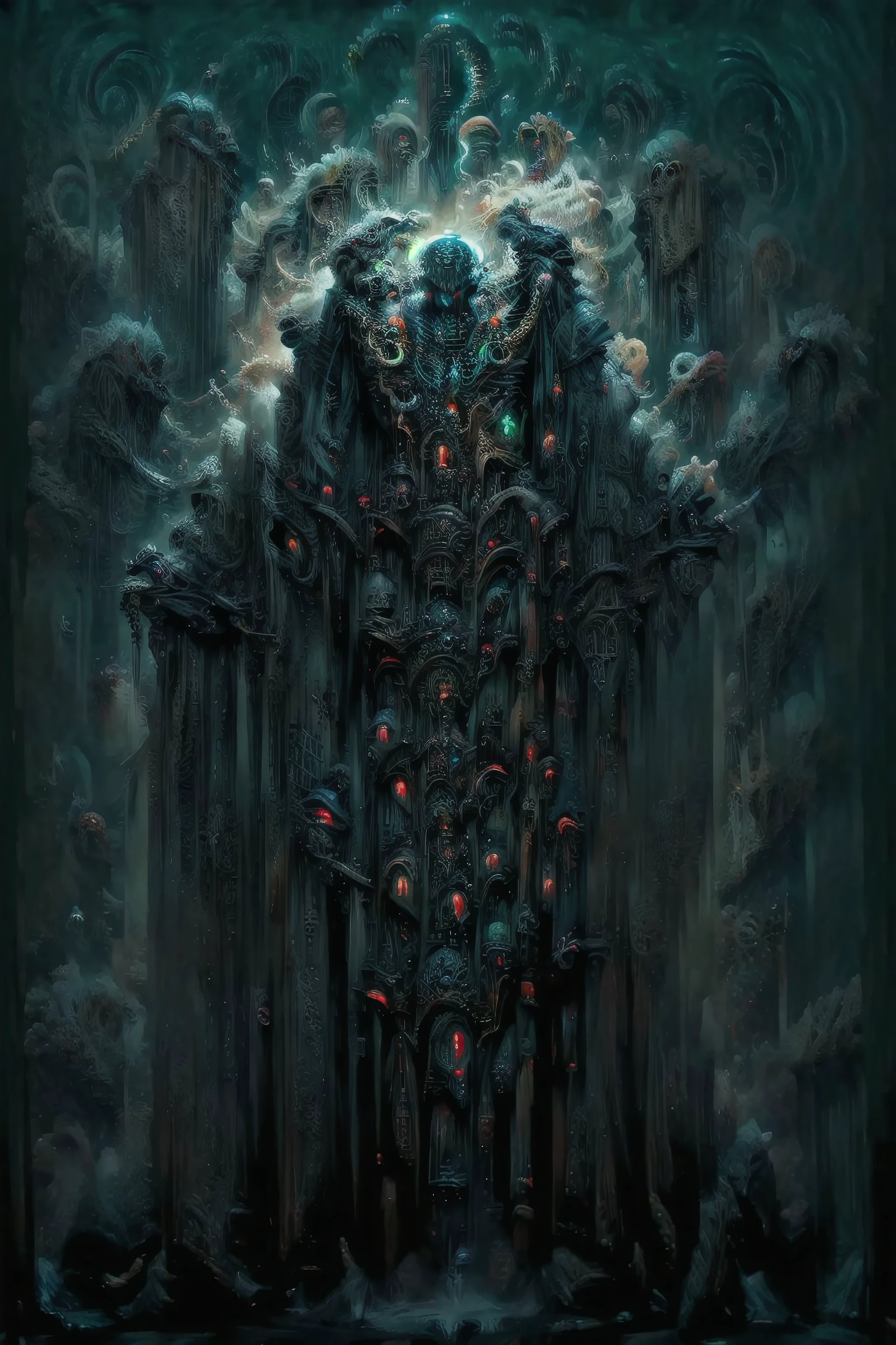 Cthulhu, dark night, strange glow, eldritch vapors, (no humans:1.9), <lora:BlobJourney:1.0>