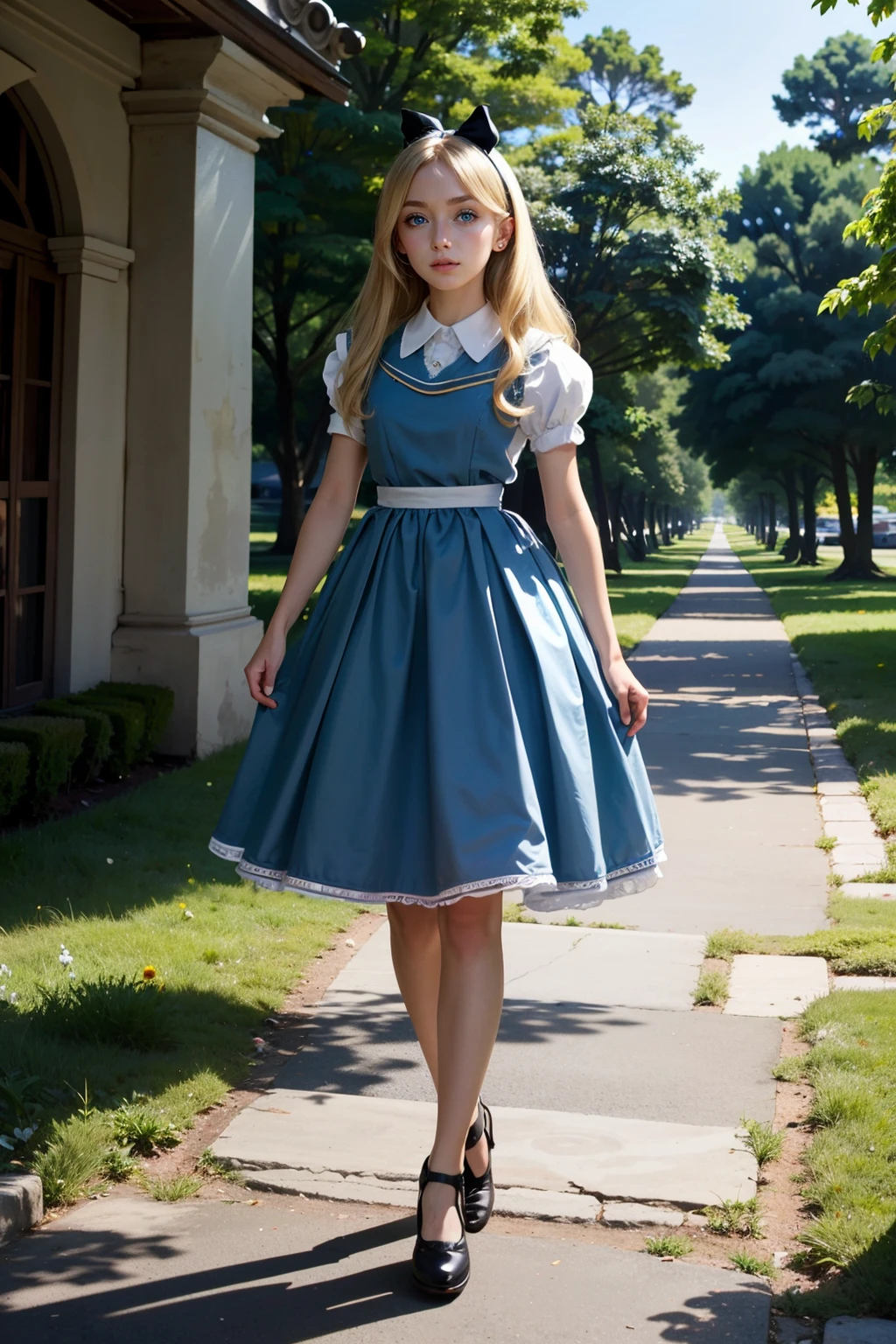 ((ultra detailed, masterpiece, best quality))
<lora:DisneyAlice:0.9>
DisneyAlice, 1girl, solo, long hair, blonde hair, blue eyes, black hairband, full body