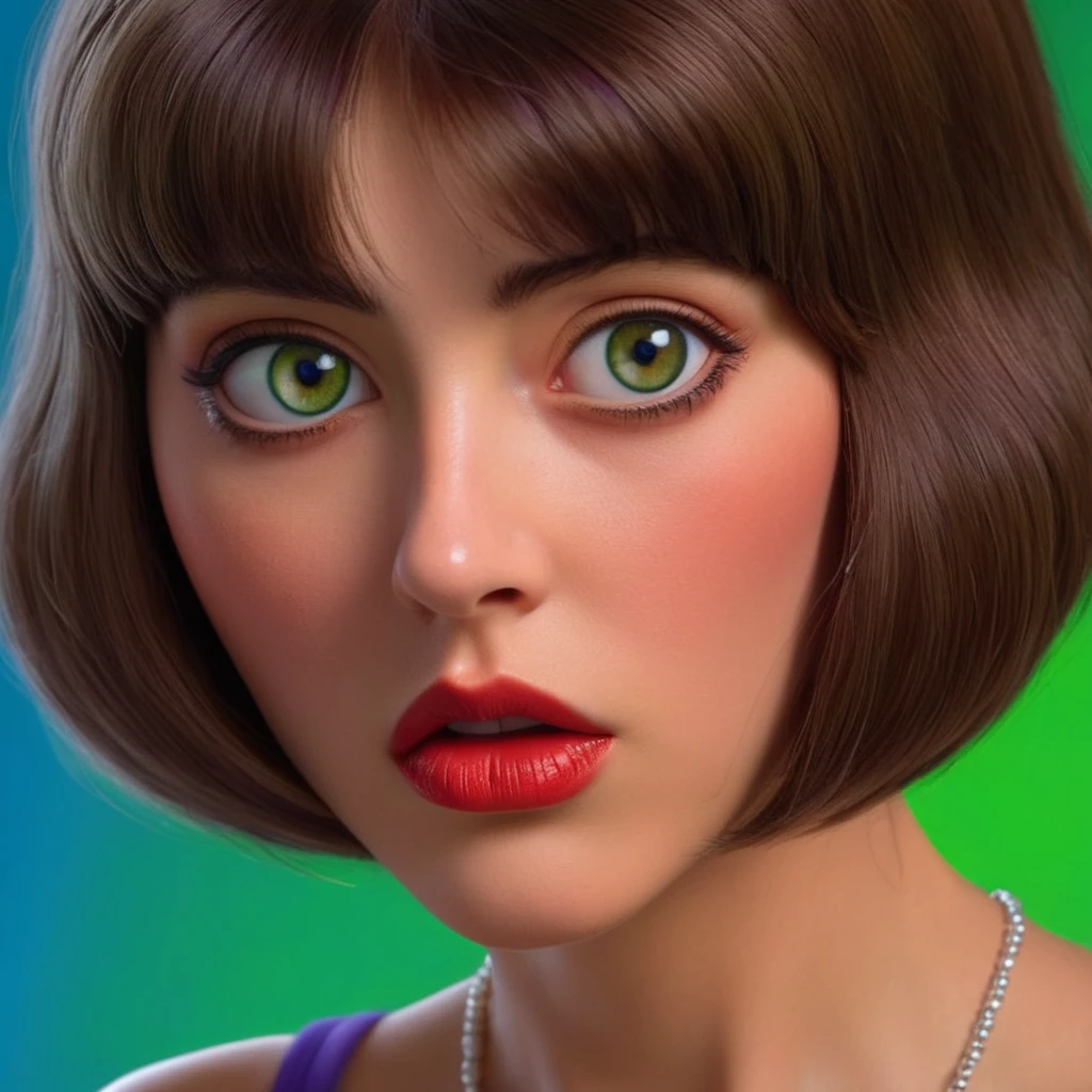 Hyperrealistic art of <lora:Marie John North v3:1>
Marie John North a medium shot of a 1970's cartoon woman with a brown Pageboy hair cut and a purple bra top staring in shock at something with big wide green eyes and red lips with blue background Anime Manga Girl, Extremely high-resolution details, photographic, realism pushed to extreme, fine texture, incredibly lifelike