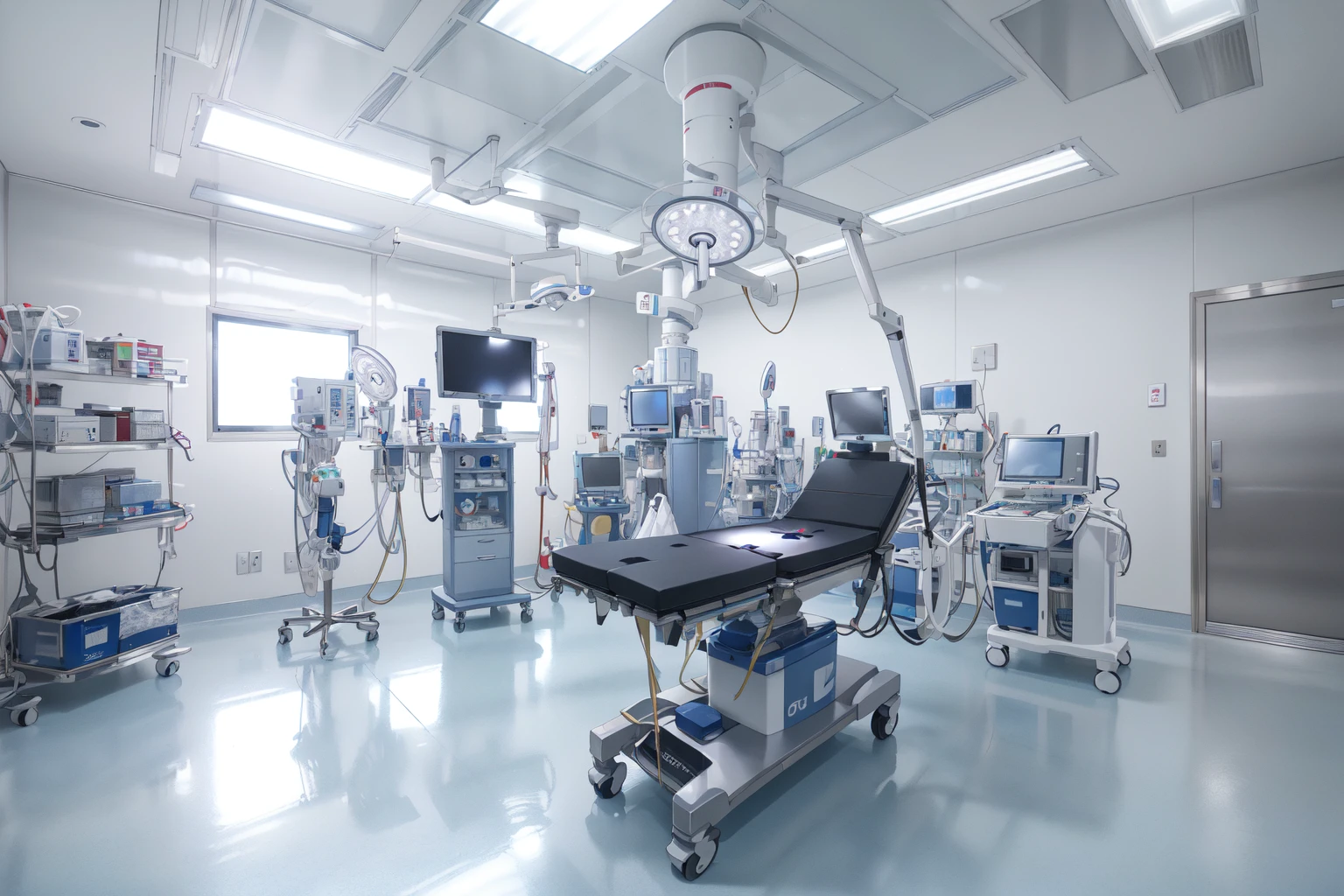 (RAW photo, best quality), indoor, empty, <lora:ConceptOperatingRoomSD0_0:1>, modern operating room,