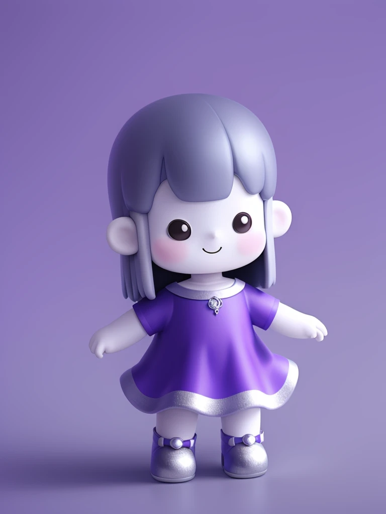 Masterpiece,top-notch quality,xiaokeai,chibi,
1girl,Silver long hair, purple dress, high heels, smile, model posture, full body, edge light, gradient background,
<lora:模åæåBlindbox:0.6>,