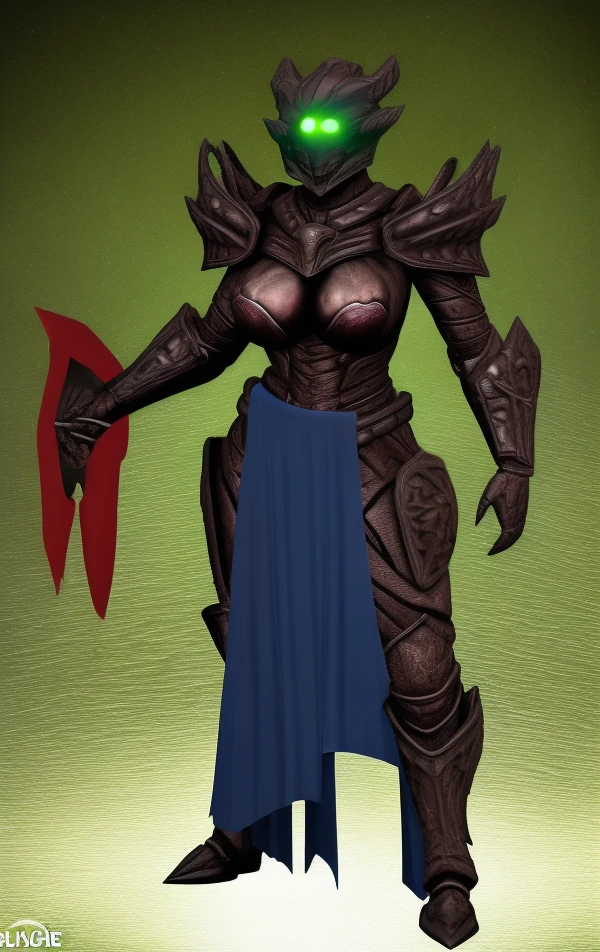 dhive, standing, pelvic curtain, armor, glowing eyes, helmet, breasts, <lora:DestinyHive-000011:0.85>