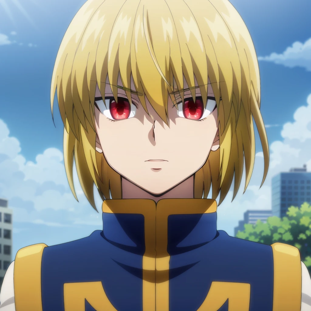 <lora:Kurapika004:0.7>,
Kurapika,1girl,
blue tabard,
red eyes,