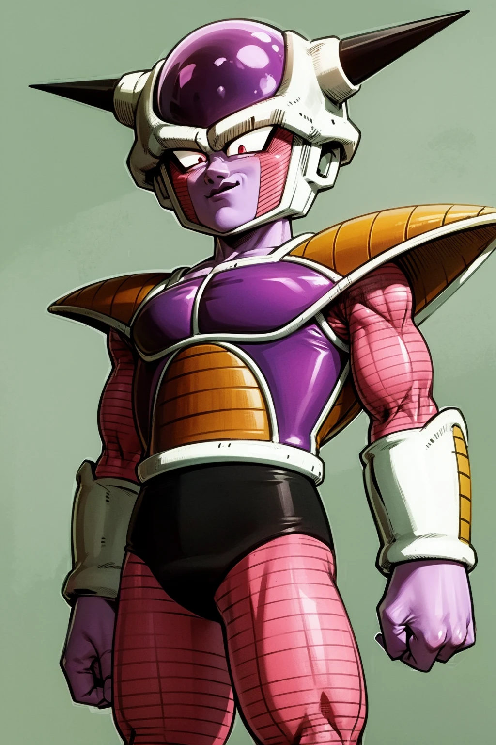 masterpiece, best quality, 1boy, frieza, closeup, looking at viewer, male focus, red eyes, solo, serious, (sketch:0.4), simple background <lora:FriezaFirstForm:1>