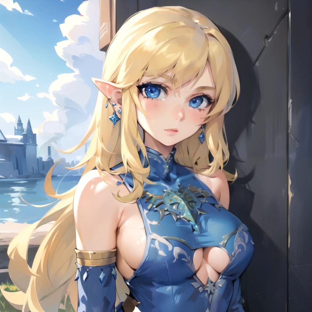 (masterpiece), (best quality),
detailed face, 1girl, solo,
frostlink, looking at viewer, blue derss, boobs, earrings, long hair,<lora:LinkFrost-16:0.6>