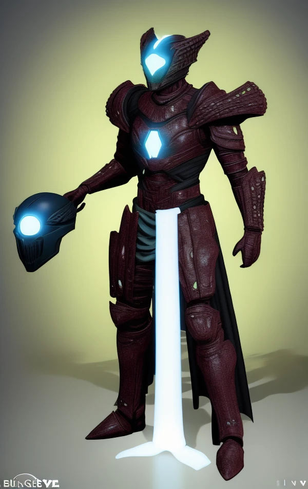 dhive, standing, pelvic curtain, armor, glowing eyes, helmet, <lora:DestinyHive-000011:0.85>