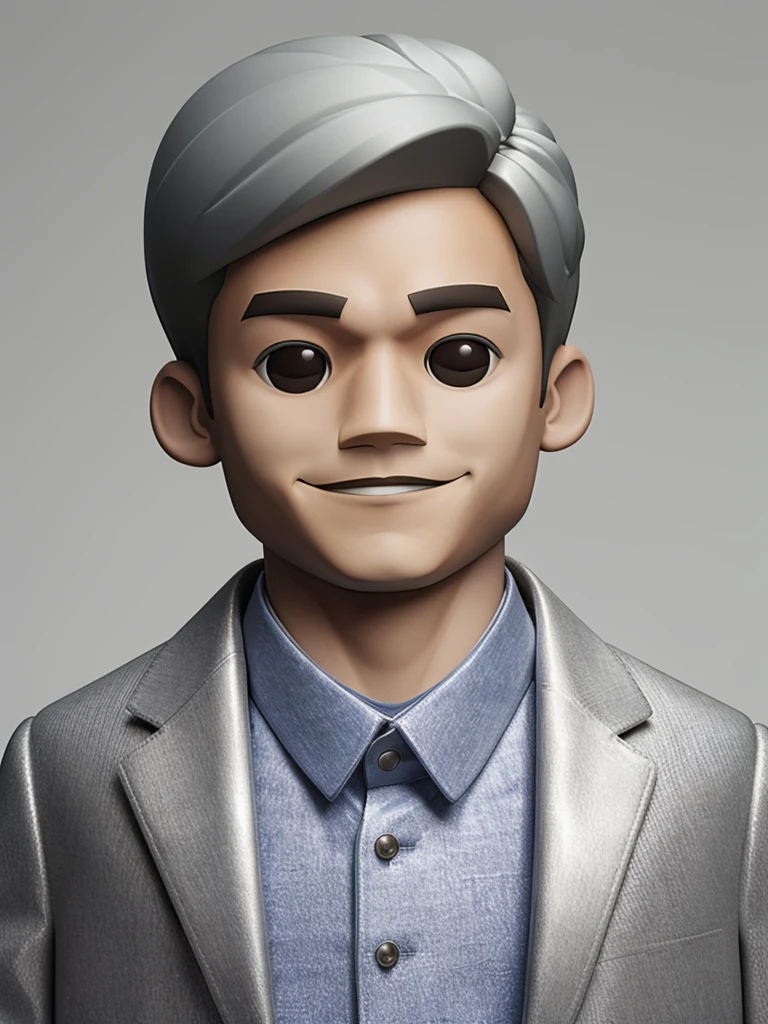 Masterpiece,top-notch quality,xiaokeai,chibi,hdri,Edge light,
1boy,solo,male,silver hair,close-up,smile,from below,looking at viewer,JACKET,
<lora:模åæåBlindbox:0.6>,